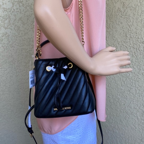 Michael Kors Handbags - MICHAEL KORS SMALL BUCKET XBODY BLACK